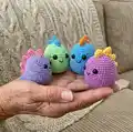 Colourful Mini Dino Amigurumi Pattern step 1 - construction progress