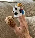 Farm Finger Puppet Amigurumi Pattern step 2 - assembly progress