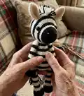 Xander the Zebra Amigurumi Pattern step 4 - final assembly and finishing