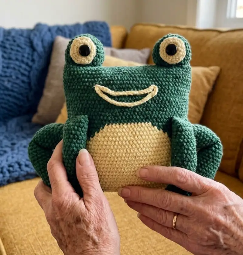 Complimentary Intermediate crochet pattern: Frog Pillow Amigurumi Pattern - Simple to follow guide