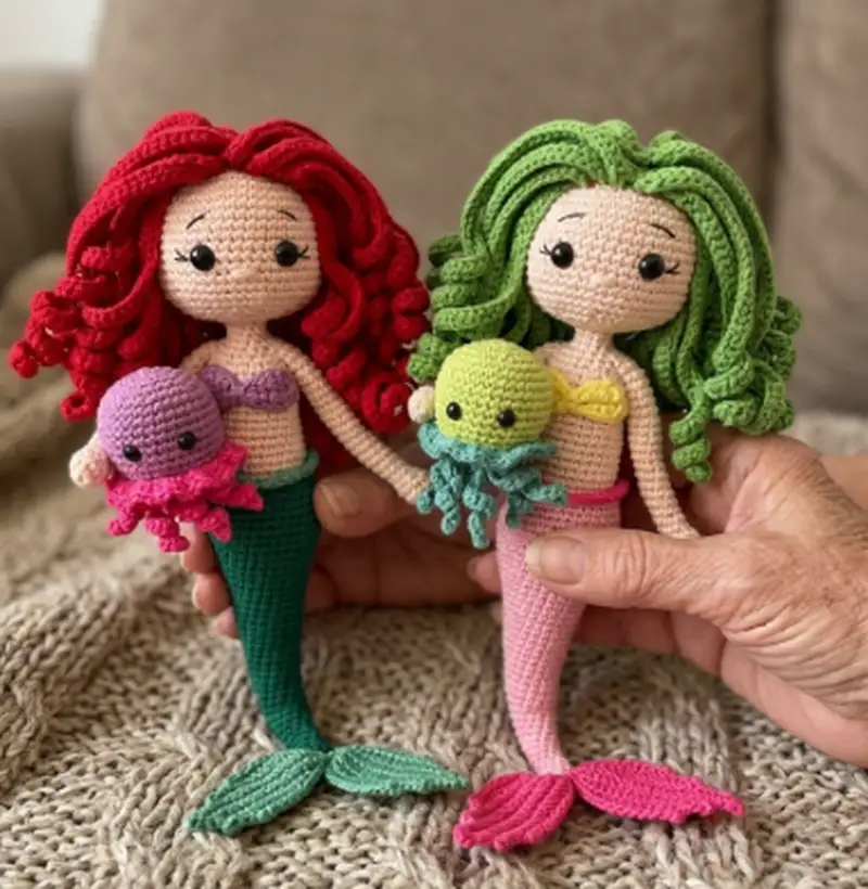 Complimentary Intermediate crochet pattern: Mermaid and Jellyfish Amigurumi Pattern - Simple to follow guide