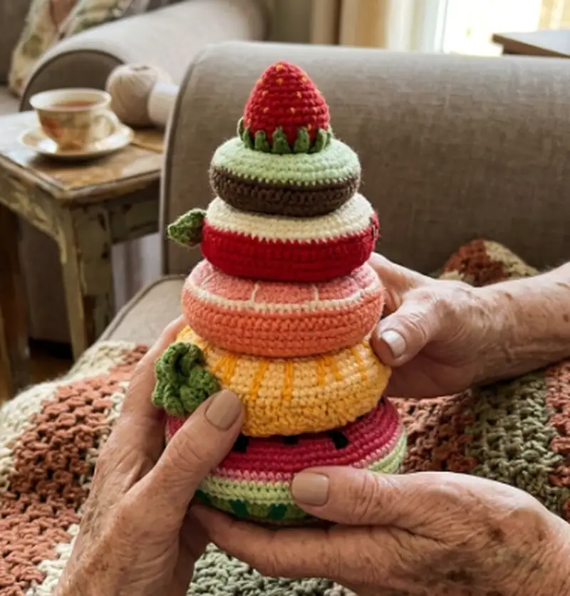 Complimentary Intermediate crochet pattern: Fruit Stacking Toy Amigurumi Pattern - Simple to follow guide