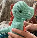 Tommy the T-Rex Amigurumi Pattern step 2 - assembly progress