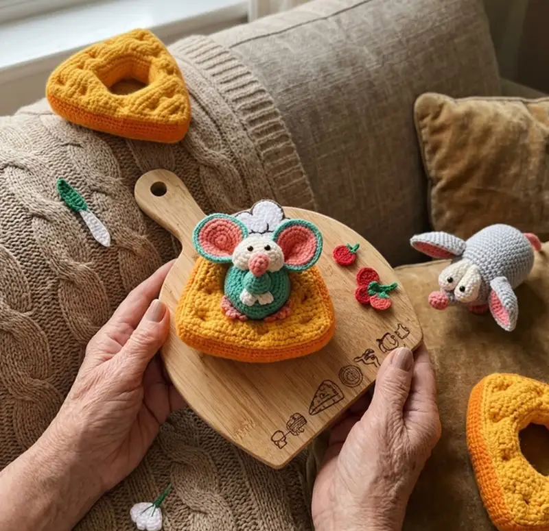 Complimentary Intermediate crochet pattern: Mochi-Mouse Loves Cheese Amigurumi Pattern - Simple to follow guide