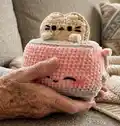 Kitty Toaster Amigurumi Pattern step 1 - construction progress