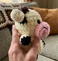 Keychain Cow Amigurumi Pattern step 2 - assembly progress