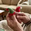 Mini Christmas Hat Amigurumi Pattern step 4 - final assembly and finishing