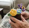 Mini Flower Basket & Flowers Amigurumi Pattern step 2 - assembly progress