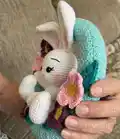 Hoppy Spring Wreath Crochet Pattern step 2 - assembly progress