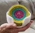 Crochet Coaster and Coaster Holder Pattern step 1 - construction progress