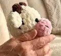 Keychain Cow Amigurumi Pattern step 2 - assembly progress