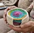 Crochet Coaster and Coaster Holder Pattern step 1 - construction progress