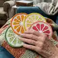 Citrus Slice Coasters Pattern step 1 - construction progress