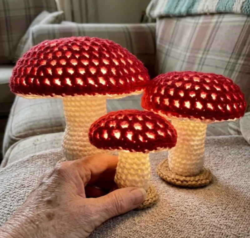 Complimentary Intermediate crochet pattern: Lighted Mushroom Collection #2 Amigurumi Pattern - Simple to follow guide