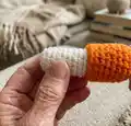 Carrot Lip Balm & Gift Holder Amigurumi Pattern step 2 - assembly progress