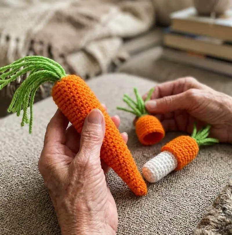 Quality crochet pattern: Carrot Lip Balm & Gift Holder Amigurumi Pattern - Beginner Friendly level guide with complete instructions