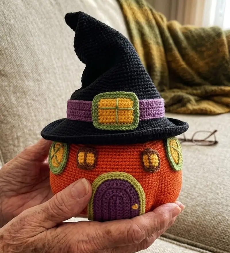 Complimentary Intermediate crochet pattern: Pumpkin House Amigurumi Pattern - Simple to follow guide