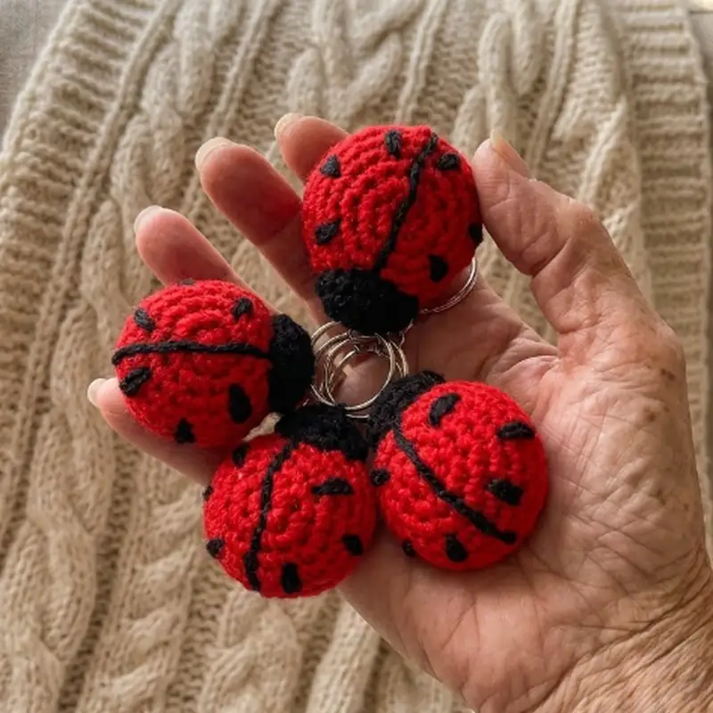 Complimentary Beginner Friendly crochet pattern: Ladybug Keychains Pattern - Simple to follow guide
