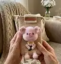 Pig Phone Pouch Amigurumi Pattern step 1 - construction progress