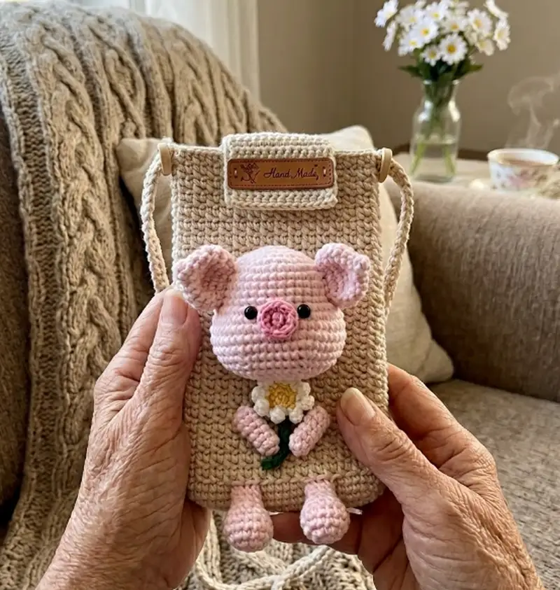 Complimentary Intermediate crochet pattern: Pig Phone Pouch Amigurumi Pattern - Simple to follow guide