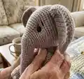 Bubba the Elephant Amigurumi Pattern step 2 - assembly progress