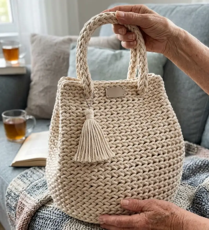 Complimentary Intermediate crochet pattern: Handbag 'DEW DROP' M Size Pattern - Simple to follow guide