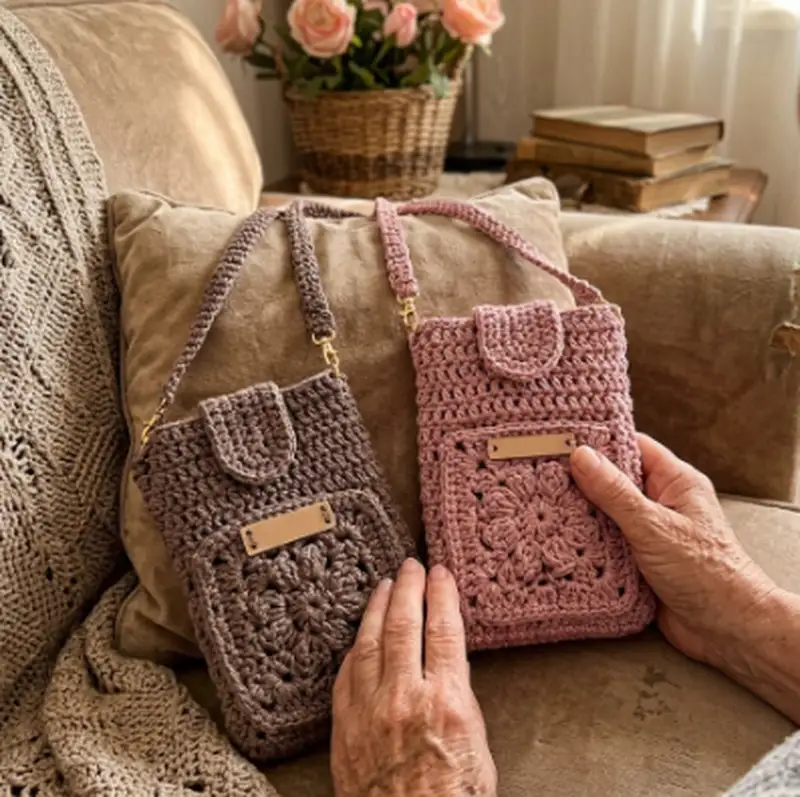 Complimentary Beginner Friendly crochet pattern: Phone Bag with Pocket Pattern - Simple to follow guide