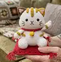 Lucky Cat Amigurumi Pattern step 1 - construction progress
