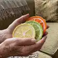 Citrus Slice Coasters Pattern step 1 - construction progress