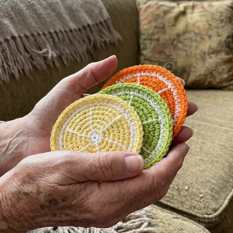 Quality crochet pattern: Citrus Slice Coasters Pattern - Beginner Friendly level guide with complete instructions