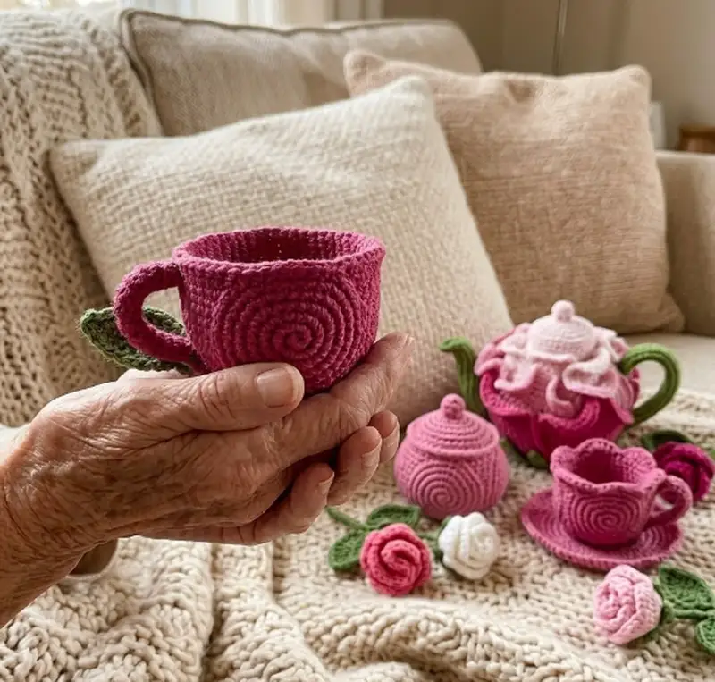 Complimentary Intermediate crochet pattern: Floral tea set Amigurumi Pattern - Simple to follow guide
