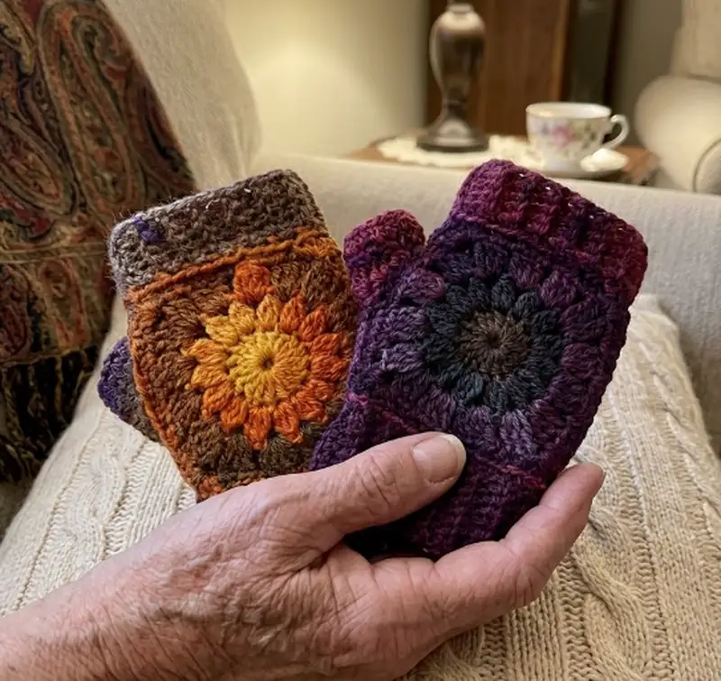 Complimentary Intermediate crochet pattern: Feather Moss Gloves Pattern - Simple to follow guide