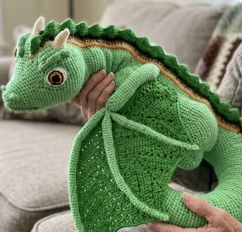 Complimentary Intermediate crochet pattern: Giant Dragon Floor Pillow Amigurumi Pattern - Simple to follow guide