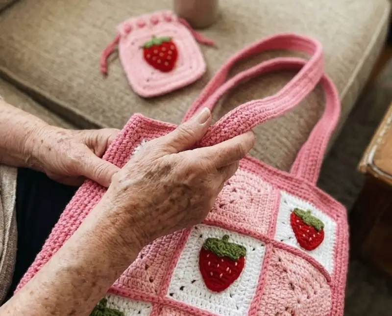Quality crochet pattern: Strawberry Tote Bag and Drawstring Pouch Crochet Pattern - Intermediate level guide with complete instructions