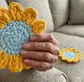 Sunflower Power Crochet Coasters Pattern step 4 - final assembly and finishing