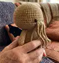 Baby Cthulhu Amigurumi Pattern step 2 - assembly progress