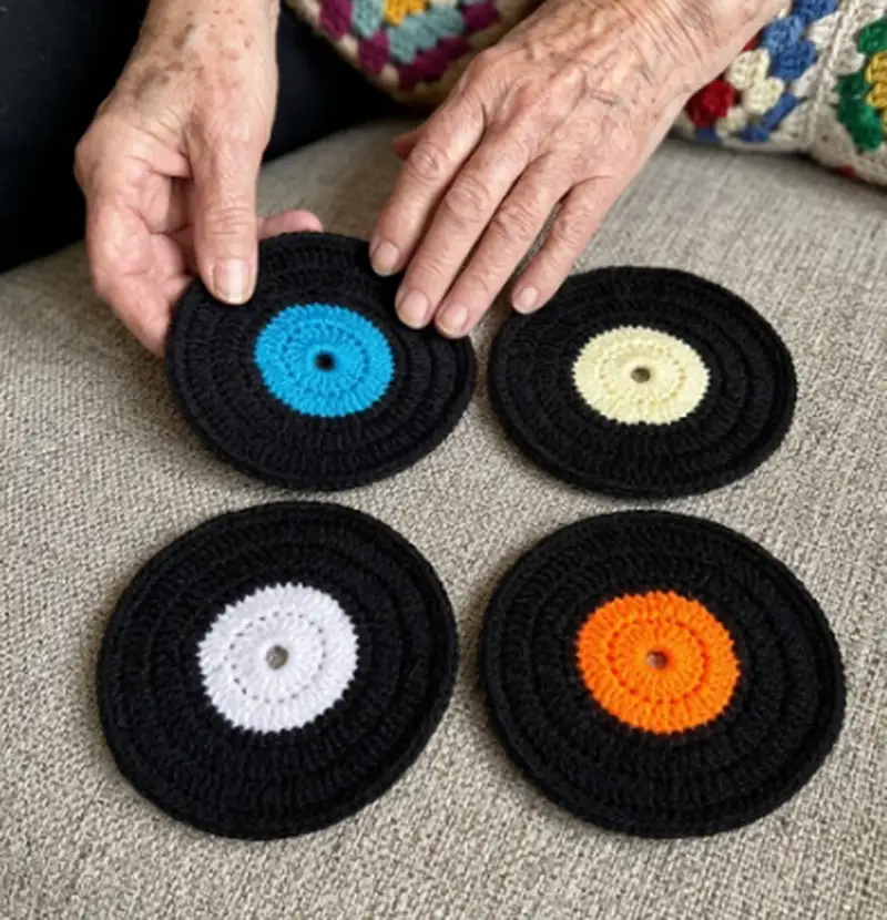 Quality crochet pattern: Vinyl Record Coasters Pattern - Beginner Friendly level guide with complete instructions