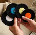 Vinyl Record Coasters Pattern step 1 - construction progress