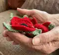 British Legion Poppy Appeal Poppies Pattern step 2 - assembly progress