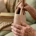 Round Bag Crochet Pattern step 2 - assembly progress