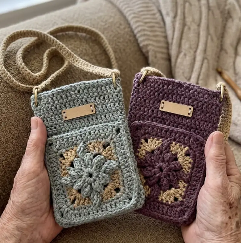 Complimentary Intermediate crochet pattern: Phone Bag with Star Lily pocket Pattern - Simple to follow guide