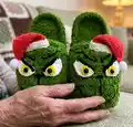 Grinch Slippers Pattern step 4 - final assembly and finishing