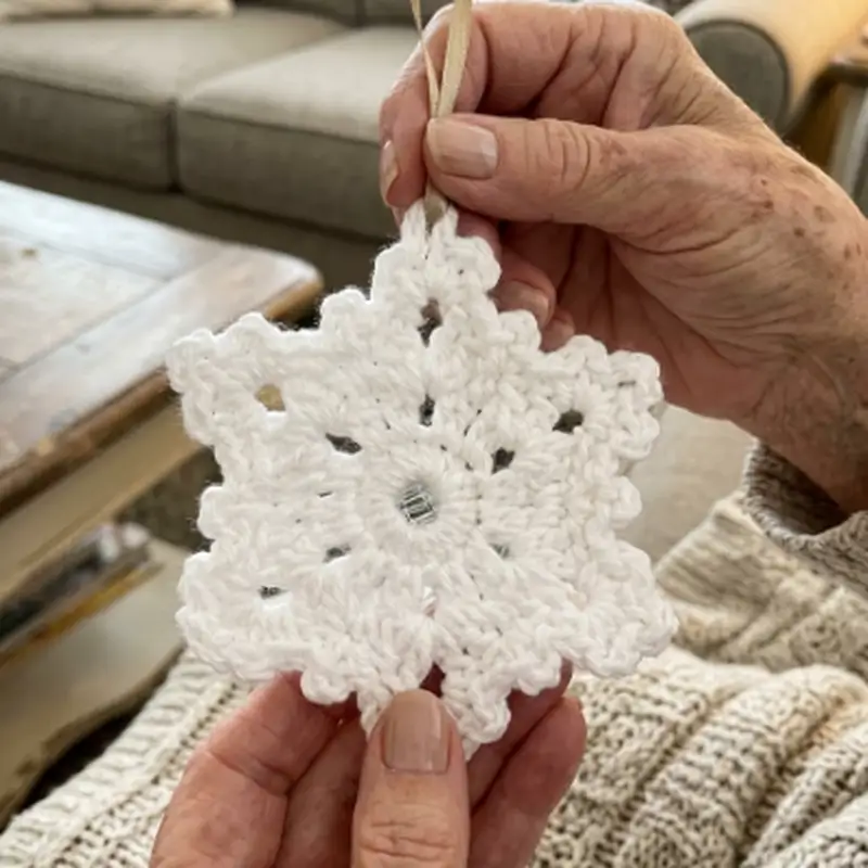 Complimentary Beginner Friendly crochet pattern: Snowflake Ornament Pattern - Simple to follow guide
