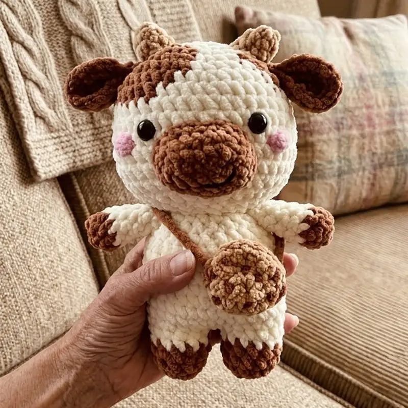 Complimentary Intermediate crochet pattern: Chubby Milky Cow Amigurumi Pattern - Simple to follow guide
