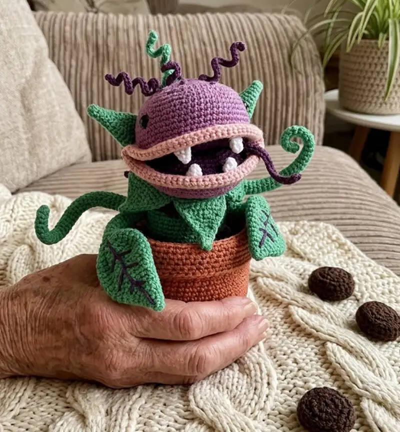 Complimentary Intermediate crochet pattern: Clarence the Peckish Plant Amigurumi Pattern - Simple to follow guide
