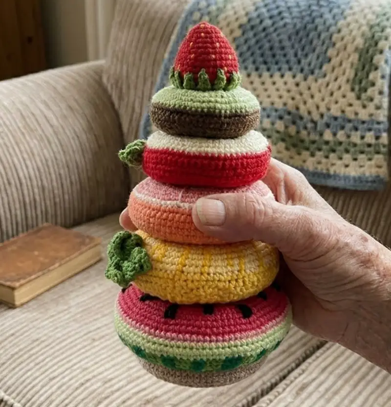 Complimentary Intermediate crochet pattern: Fruit Stacking Toy Amigurumi Pattern - Simple to follow guide