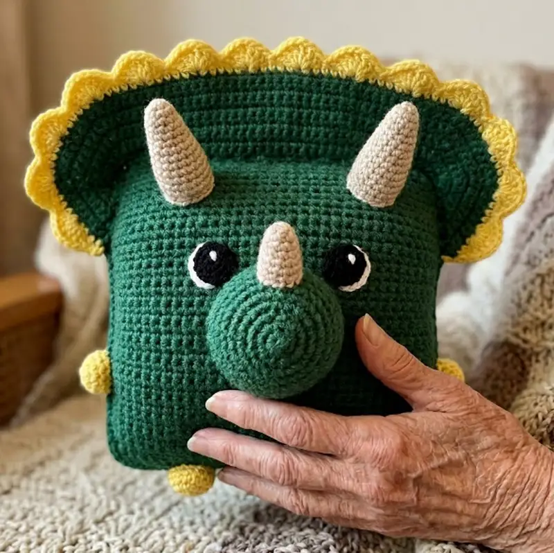 Quality crochet pattern: Pillow- Dino Amigurumi Pattern - Intermediate level guide with complete instructions