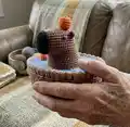 Capybara in a tub Amigurumi Pattern step 2 - assembly progress