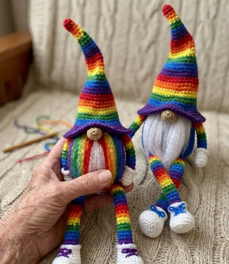 Quality crochet pattern: Pride Rainbow Gnome Amigurumi Pattern - Intermediate level guide with complete instructions