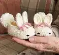 Hoppy Baby Bunny Slippers Pattern step 1 - construction progress